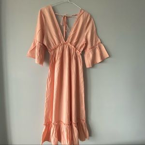 🍑 Peachy ruffle midi dress
